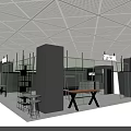 Modern Clothing Store Interior With Ceiling Design Glass Partitions And Display Racks