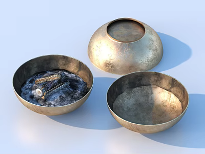 Three Decorative Metal Bowls As Stylish Household Items For Home Decor 3d model