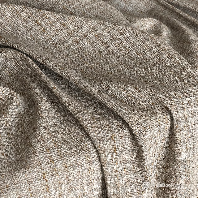 Light Brown Fabric Texture Component With Golden Yellow Specks Natural Folds Soft Thick Tweed Material 3d model 