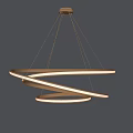 Modern Chandelier With Intertwined Circular Rings Illuminated Light Strips And Metal Frame