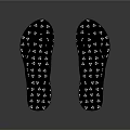 Summer Casual Black Flip Flops With White Decorative Patterns For Beach And Daily Use