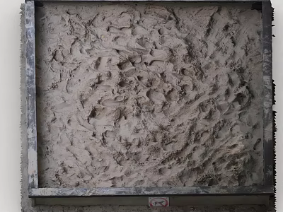 Textured Square Concrete Panel With Rough Surface Frame And Sample Tag 3d model