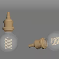 Vintage Light Bulbs With Brass Base Clear Glass And Coiled Filament