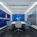 Modern Control Room With Multiple Screens Control Desk And Lighting Design 3d model