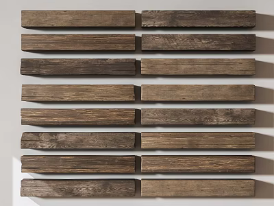 Rustic Brown Wooden Columns Arranged in Vertical Rows for Interior Design 3d model