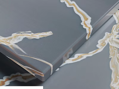 Gray Building Component With Gold Vein Patterns And Smooth Surface Design 3d model