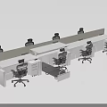 Modern Public Office Space Interior With Cubicle Workstations Black Chairs And Drawer Cabinets