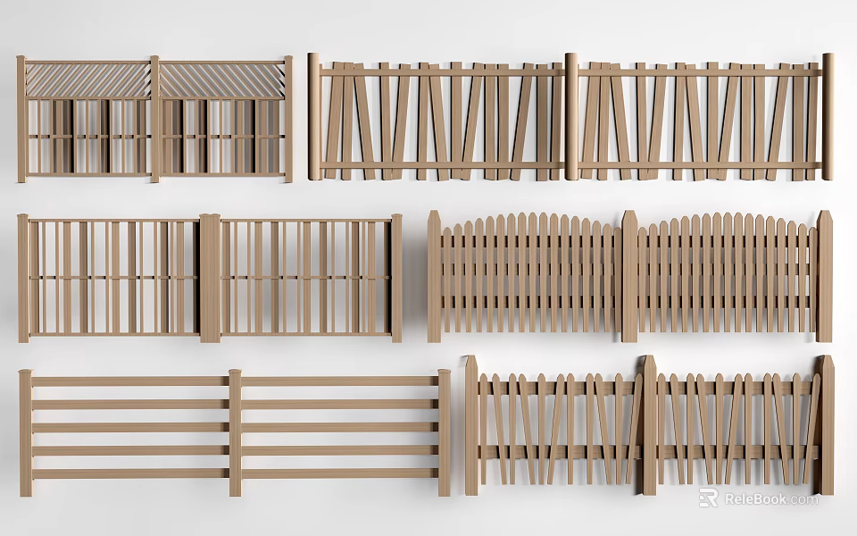 Wooden Railings Featuring Various Stylish Designs For Home And Garden 3d model 