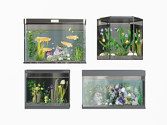 Fish Tank Ornamental Fish Tank Aquarium Tropical Fish Golden Dragon Fish Table Top Fish Tank 3d model