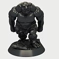Detailed Mythical Monster Sculpture Carving With Muscular Build Black Finish And Standing Base