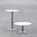 Modern Round Side Tables With Circular Top And Metal Cross Base Design 3d model