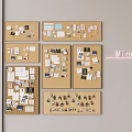 Multiple Cork Boards Photo Wall With Notes Photos And Cards Arranged On Wall