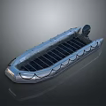 Metallic Inflatable Solar Powered Boat With Rooftop Solar Panels And Outboard Motor Design
