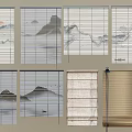 Bamboo Window Blinds With Mountain Landscape Patterns And Various Designs For Home Decor 3d model