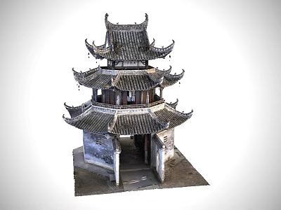 Traditional Chinese Ancient Pagoda Architecture With Multi tiered Tile Roofs And Curved Eaves 3d model