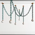 Modern Chandelier Design With Green Chains And Hanging White Balls On Ceiling