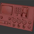 Vintage Control Panel With Screen Buttons Knobs Gauges Red PUSH Button And Green Indicator Lights