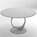 Modern Round Glass Top Dining Table With Circular Ring Brown Base Design 3d model