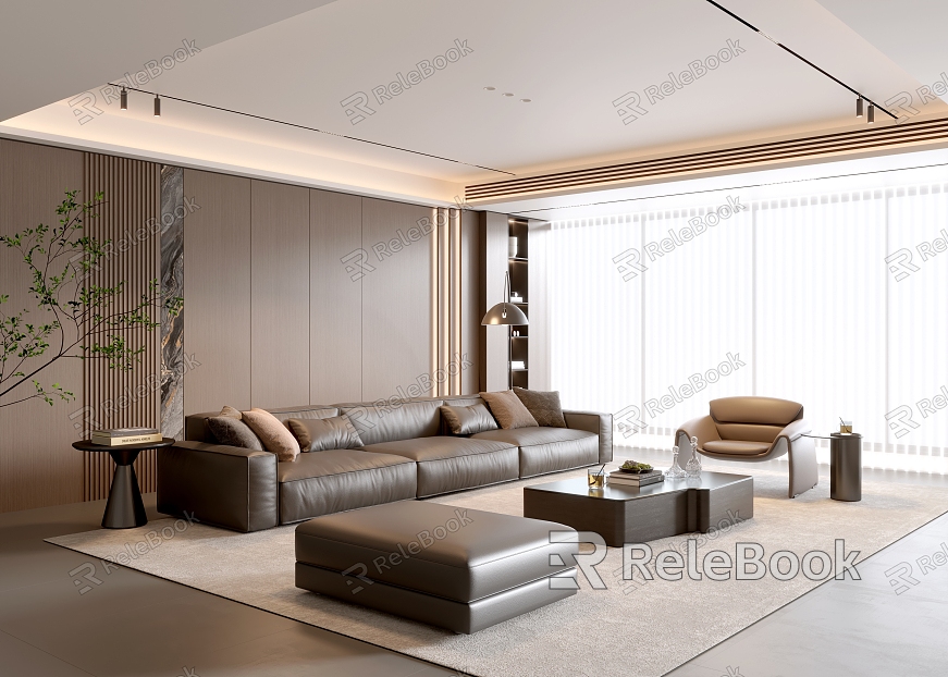 Modern Italian Living Room Light Luxury Sofa Coffee Table Combination model