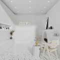 Modern White Skin Care Store Interior With Product Shelves And Display Furniture