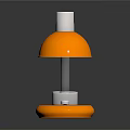 Modern Orange And White Table Lamp With Curved Arm And Round Base