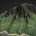 Natural Island Landscape With Lush Green Mountain Peaks And Coastal Shoreline