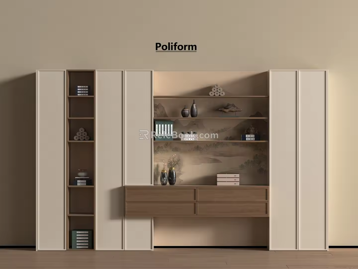 New Chinese Zen Bookcase Study Bookcase Combination Open Bookcase 3d model