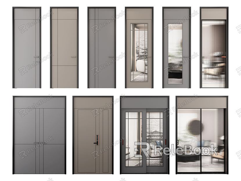 Modern swing door single door combination model