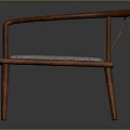 Wooden Frame Leisure Chair With Curved Armrests And Textured Padded Seat