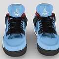 Blue Sneakers With Red Lining Black Laces Mesh Panels White Accents And Black Sole