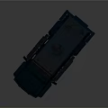 Armored Dark Gray Military Vehicle With Large Off Road Tires And Roof Equipment