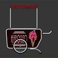 Mobile Ice Cream Cart With Red Awning Tip Top Logo And Ice Cream Cone Graphic