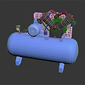 Blue Air Compressor With Black Compressor Unit And Blue Tank Stand 3d model