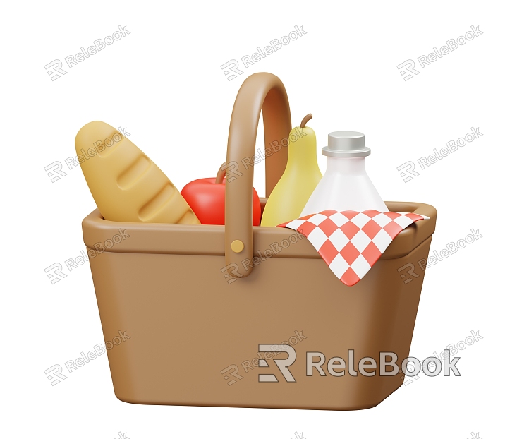 Camping Hand Basket Food Basket Cartoon Hand Basket model