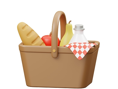 Camping Hand Basket Food Basket Cartoon Hand Basket model