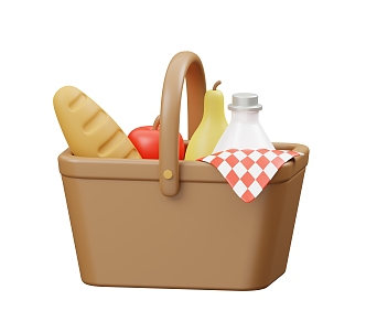 Camping Hand Basket Food Basket Cartoon Hand Basket 3d model