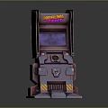 Retro Arcade Machine With Neon Purple Pink Lights And Gaming Screen