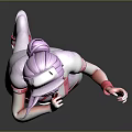 Anime Style 3D Nurse Character In Pink Uniform With White Stockings And Pink Hair Posing