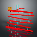 Colorful Multi Layered Track Structure With Red Rails Blue Ladders And Stacked Blocks