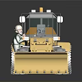 Yellow Utility Vehicle With Front Loader Large Bucket Heavy Duty Tires And Enclosed Cab