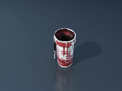 Industrial Storage Equipment Red Metal Container With Black Substance Overflow Design 3d model