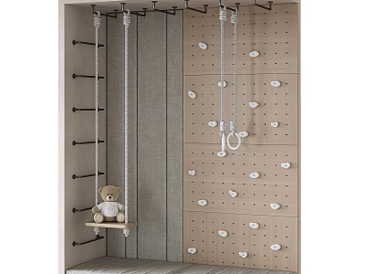 Kids Play Area With Climbing Wall Swing And Teddy Bear 3d model