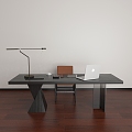 Modern simple solid wood desk and chair combination 3d model