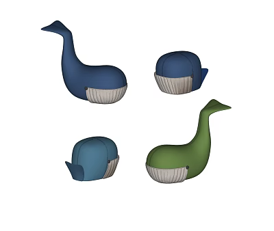 Modern sofa stool cartoon seat cartoon cushion whale seat 3d model