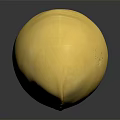 Ripe Yellow Oval Melon With Longitudinal Crack On Reflective Black Surface 3d model