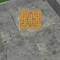 Rustic Stone Table and Chair Set with Chessboard for Outdoor Game on Stone Patio