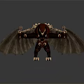 Mechanical Character With Bat Like Creature Red Body Yellow Eyes And Detailed Wings