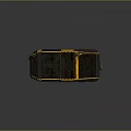 Futuristic Industrial Black Yellow Vehicle Module With Checkered Pattern Roof And Sides