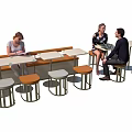 Modern Public Chairs With White And Brown Stools In Shared Space For People Resting