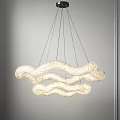 Modern Textured Ivory Chandelier With Twisted Woven Design Hanging From Ceiling